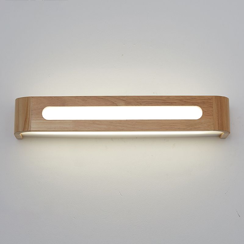 1 Light Rectangle Wall Mounted Lamps Modern Style Wood Wall Lights