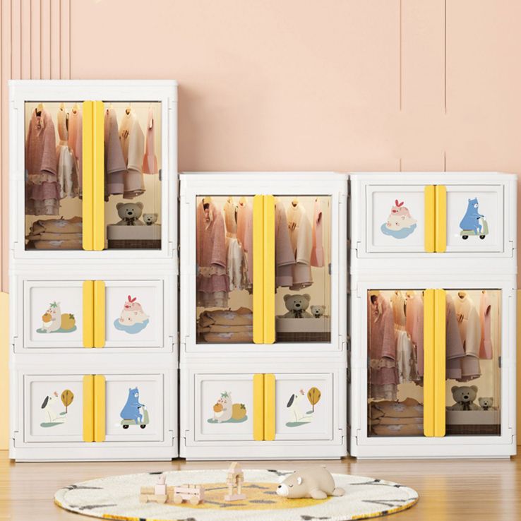 Plastic Storage Cabinet with Garment Rod Contemporary Hinged Door Cabinet