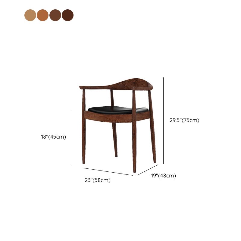 Glam Upholstered Arm Chair Open Back Solid Wood Dining Chair