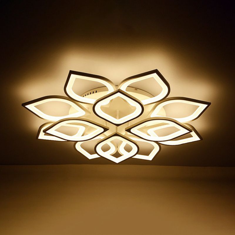Petal Living Room LED Semi Vaciado Ligero de Acrílico Simplicidad de techo de techo en blanco