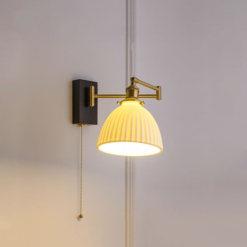 Simple Ceramic Shade Wall Light Fixture Modern Wall Light Sconce for Bedroom
