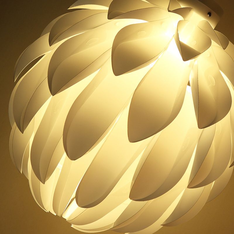 White Plastic Single Hanging Lamp in Modern Creative Style Wrought Iron Pinecone Pendant Light
