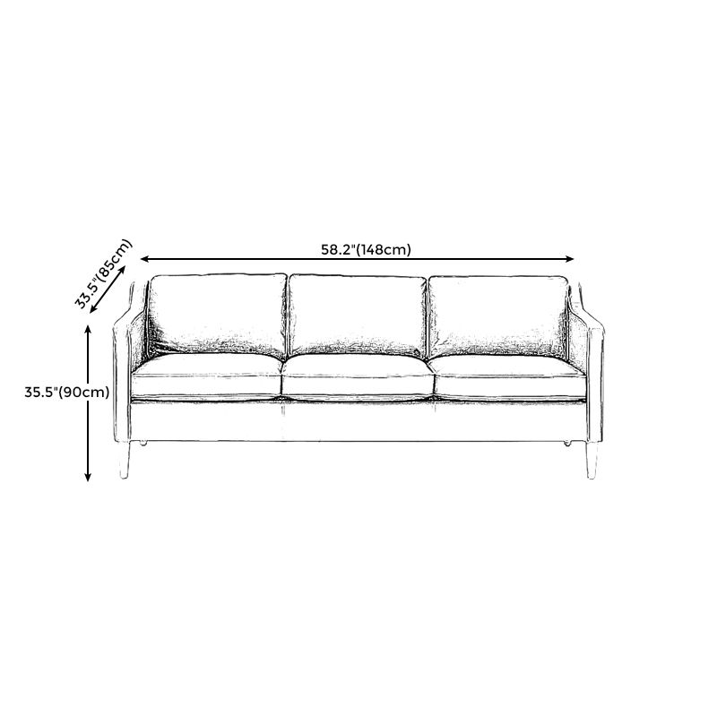 Industrial Faux Leather Loose Back Sofa with Solid Color Sloped Arms