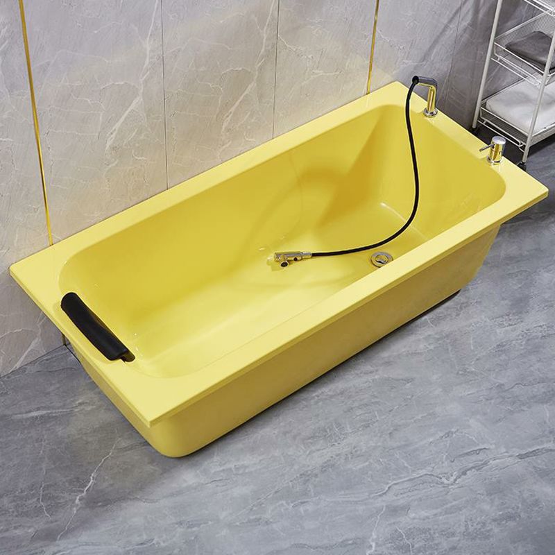 Matte Finish Acrylic Rectangular Bathtub Modern Soaking Freestanding Tub