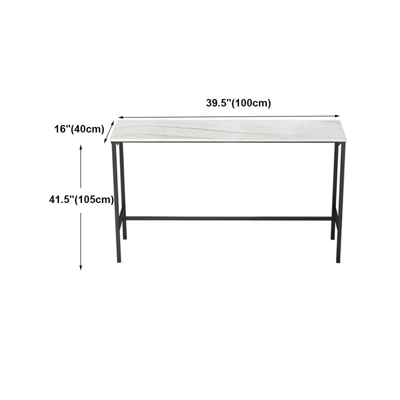 Indoor Marble Trestle Cocktail Bar Table Modern White Footrest Pub Height Dining Table