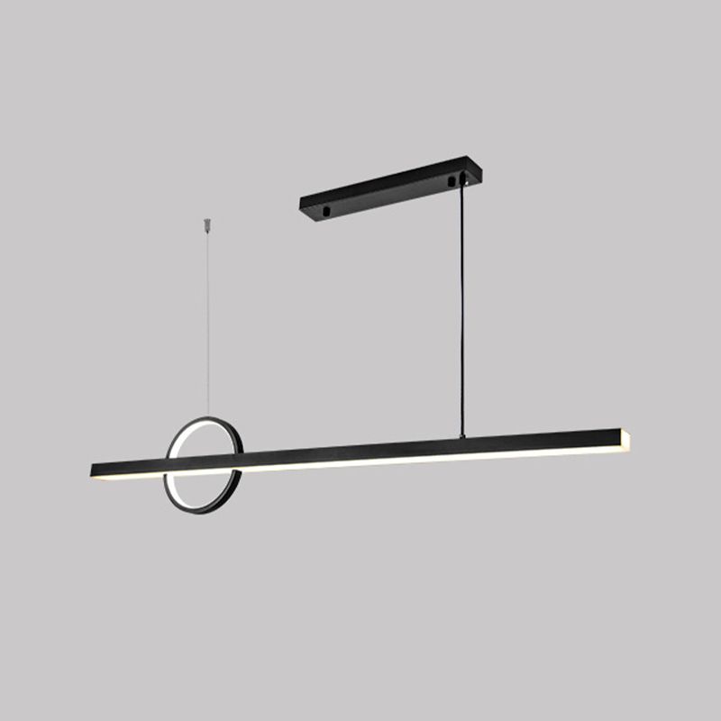 Linear Hanging Island Lights Modern Metal Chandelier Light in Black for Dining Room