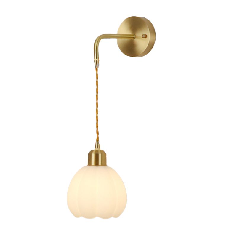 Nordic Style Wall Light Bell Shape Wall Lamp with Glass Shade for Bedroom