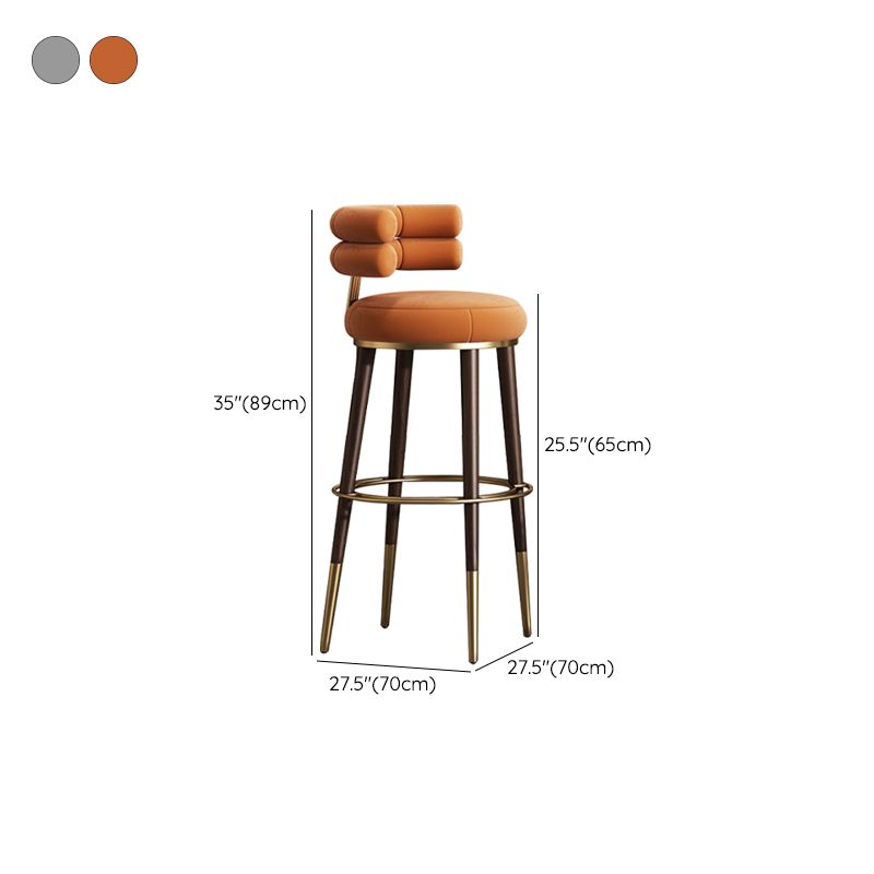 Glam Velvet Upholstered Bar Stool Indoor Low Back Armless Stool
