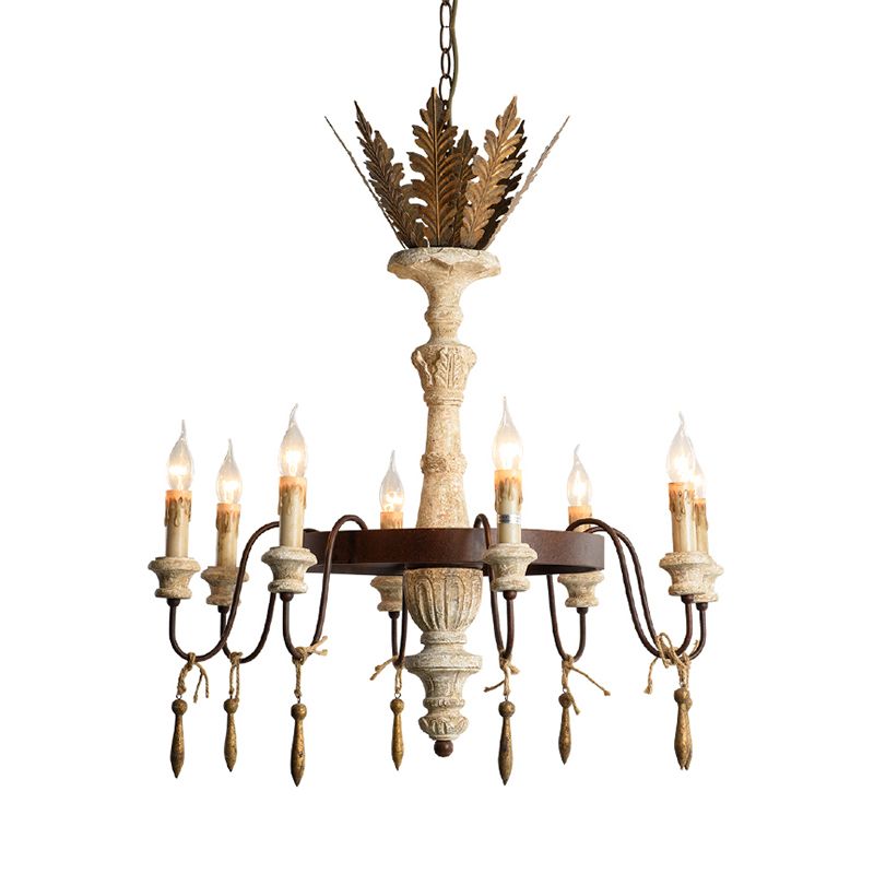 8 ampoules Spur Plafond lustre pour lustre traditionnel Métal d'éclairage en suspension en rouille