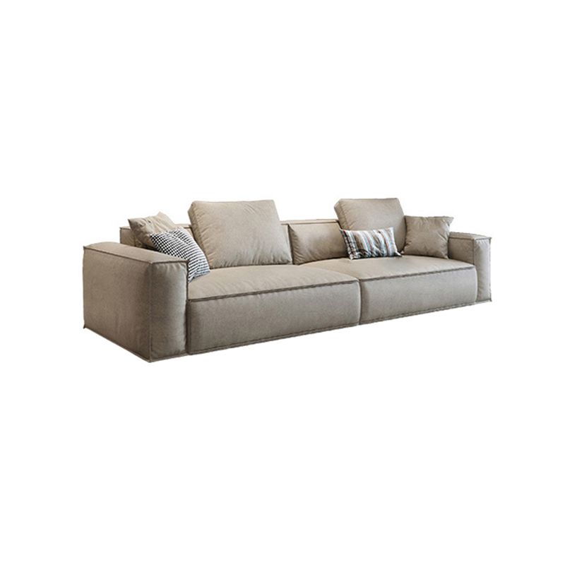 Contemporary Square Arm Sofa Leather Couch Sofa Set with Pillows
