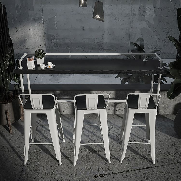 Modern Metal Bar Stool Armless Patio Bar Stool with White Base