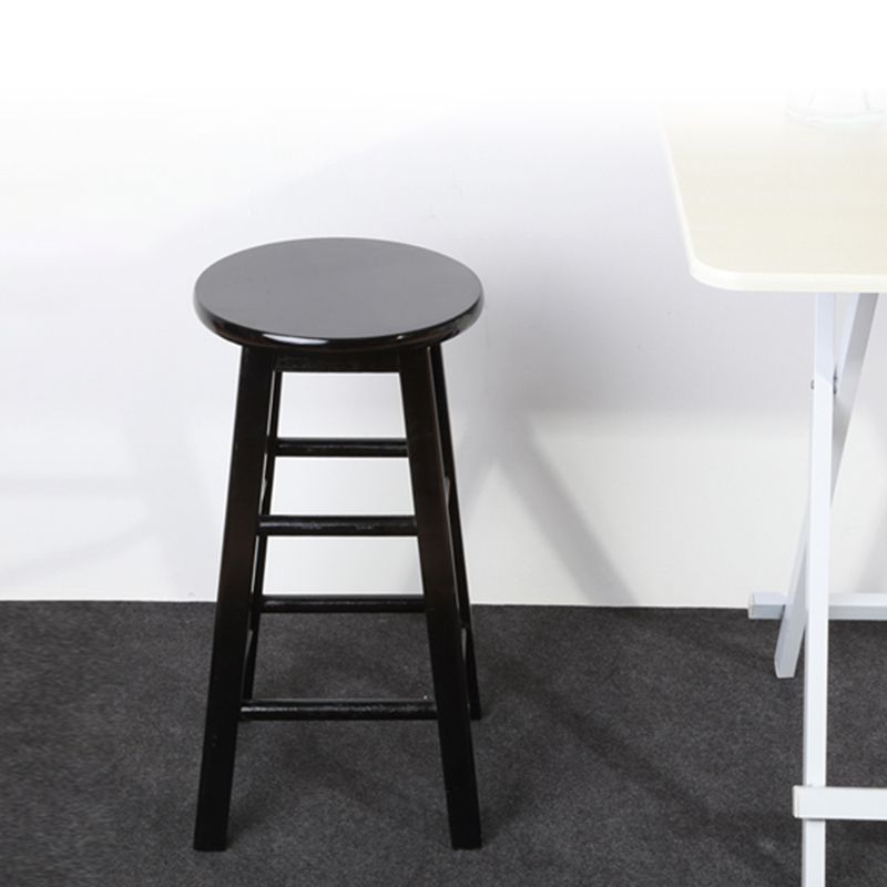 Modern Armless Counter Stool Wood Household Bar Stool with Pedal