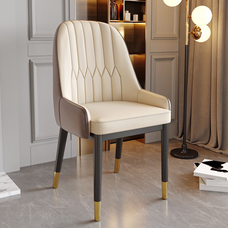 Glam Style Dining Chair Leather Parsons Side Chair for Living Room