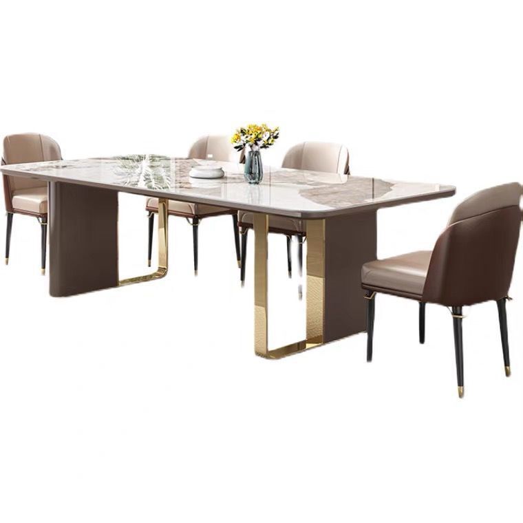Luxury Sintered Stone Top Dining Set Rectangle 1/4/5/6/7/9 Pieces Dining Table with Chairs