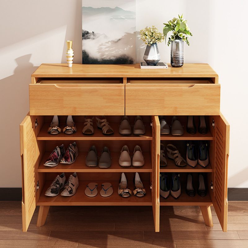 Door and Drawer Accent Cabinet Wood Cabinet in Brown/Natural