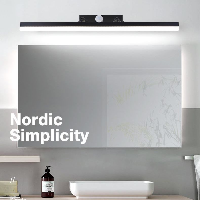 Modern Minimalist Style Linear Vanity Wall Light Fixtures Metal Lighting Fixture in Black Finish