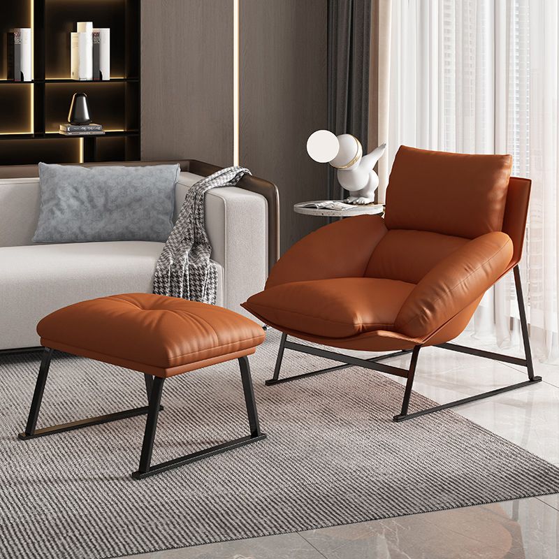 Genuine Leather Accent Chair Arms Included Accent Room Chair with Ottoman, 39.37" Wide