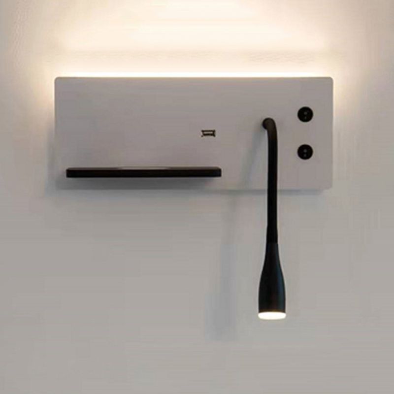 Modern Metal Wall Light Rectangle 12" Wide Reading Wall Sconce for Bedroom