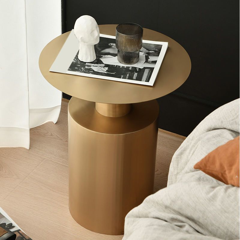 Contemporary Night Table Antique Finish Metal Bed Nightstand