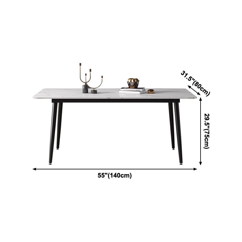 Mesa de comedor de piedra sinterizada Estilo industrial 4 patas Mesa base de rectángulo para comedor