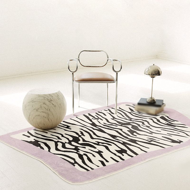 Creative Novelty Shape Carpet Modern Zebra Print Carpet Washable Polyester Rug with Non-Slip Backing