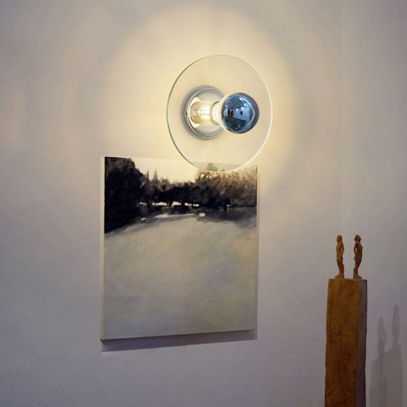 Nordic Style Wall Light Round Shape Wall Lamp with Iron Base for Bedroom