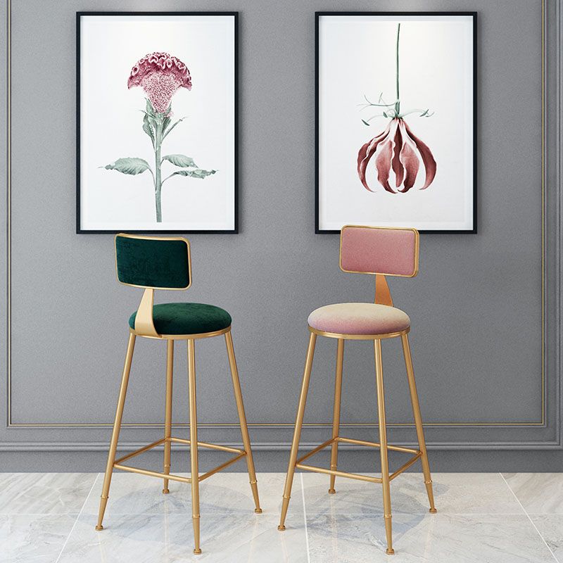 Scandinavian Round Barstools for Home Armless Stools with Metal Base