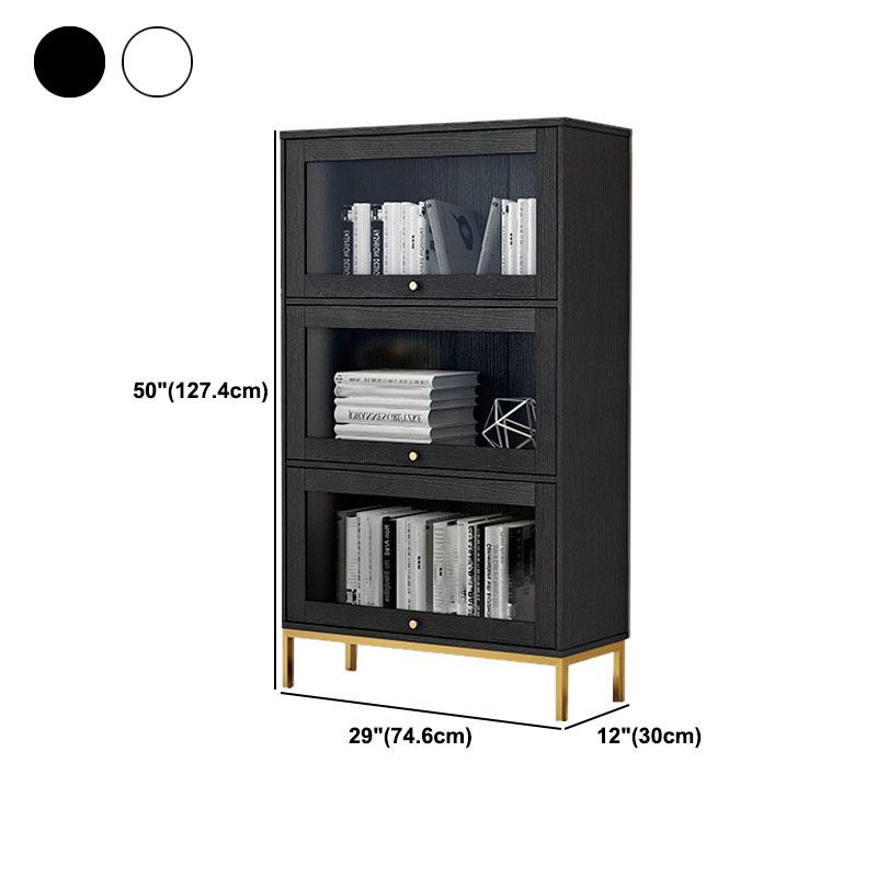 Glam Manufactured Wood Standard Bookcase Vertical Bookcase with Glass Doors