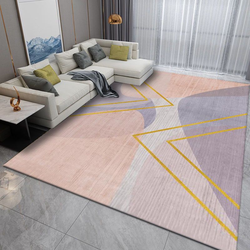 Black Simplicity Rug Polyester Color Block Rug Non-Slip Backing Rug for Home Decor