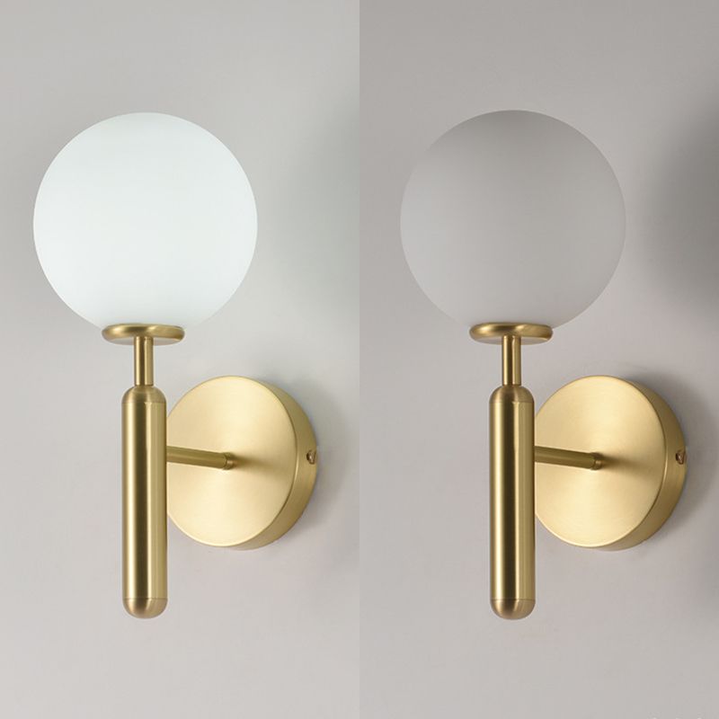 Modern Style Wall Mount Light White Ball Glass Shade Sconce Light for Bedroom Corridor