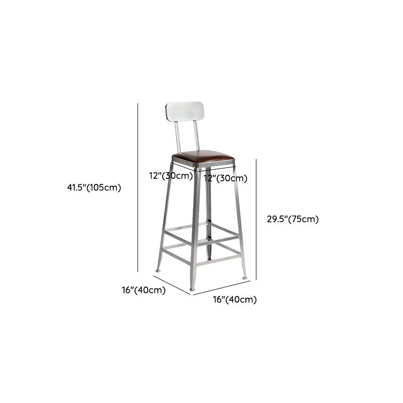 Faux Leather Dining Stools Armless Bar Stools with Metal Base