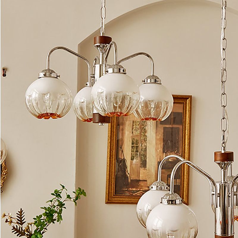 Simple Silver Chandelier Light Fixtures Glass Hanging Chandelier for Living Room