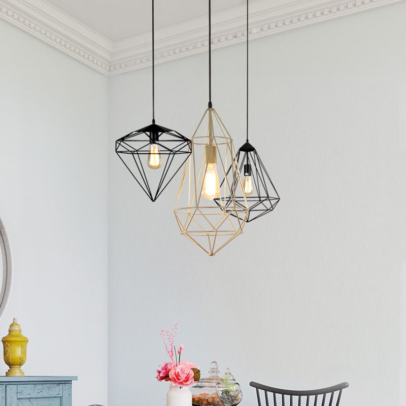 Lampada da pranzo a forma di ferro a forma di pietra gemma antica a 1 luce
