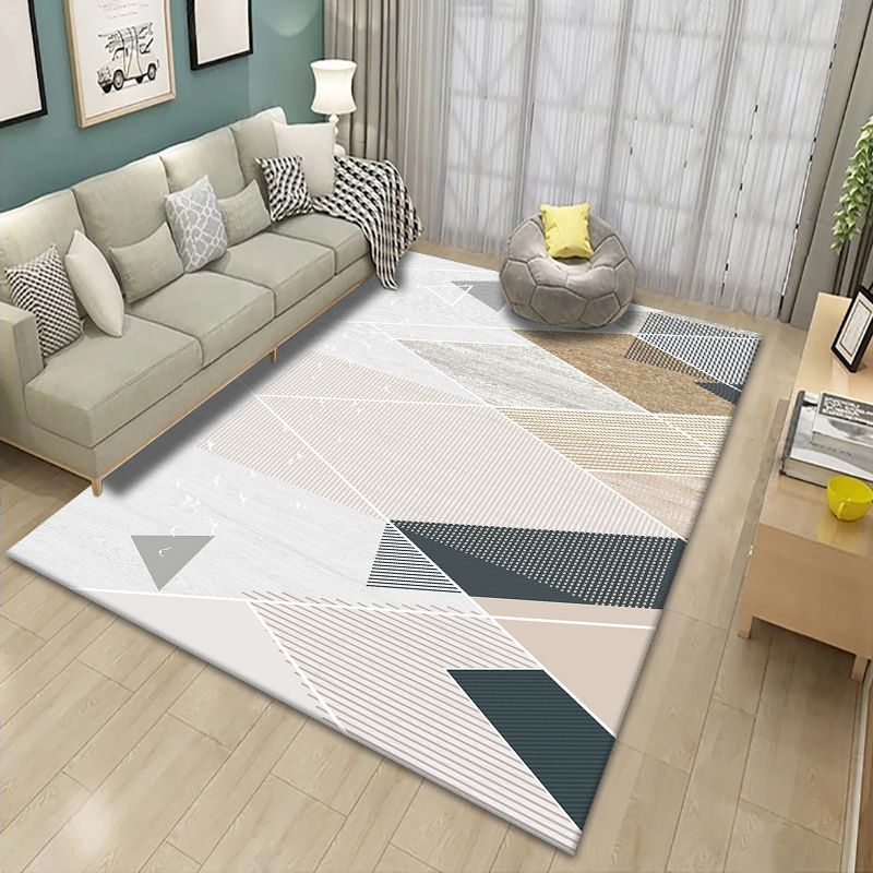 Creative Asymmetric Pattern Indoor Rug Modern Trendy Polyester Rug Easy Care Non-Slip Backing Area Carpet for Living Room