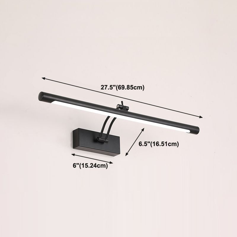 Metal Linear Wall Sconce Modern 1-Light Mirror Wall Mounted Light Fixture in Black Finish