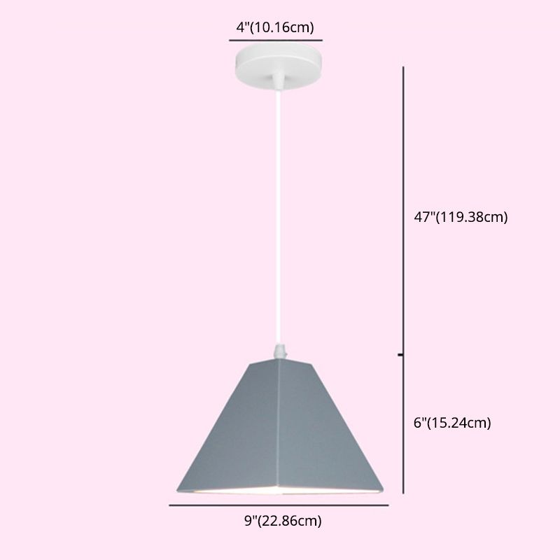 Trapezoide de metal Luz colgante Nordic Macaron Style 1 Lámpara de techo de mesa de comedor ligero