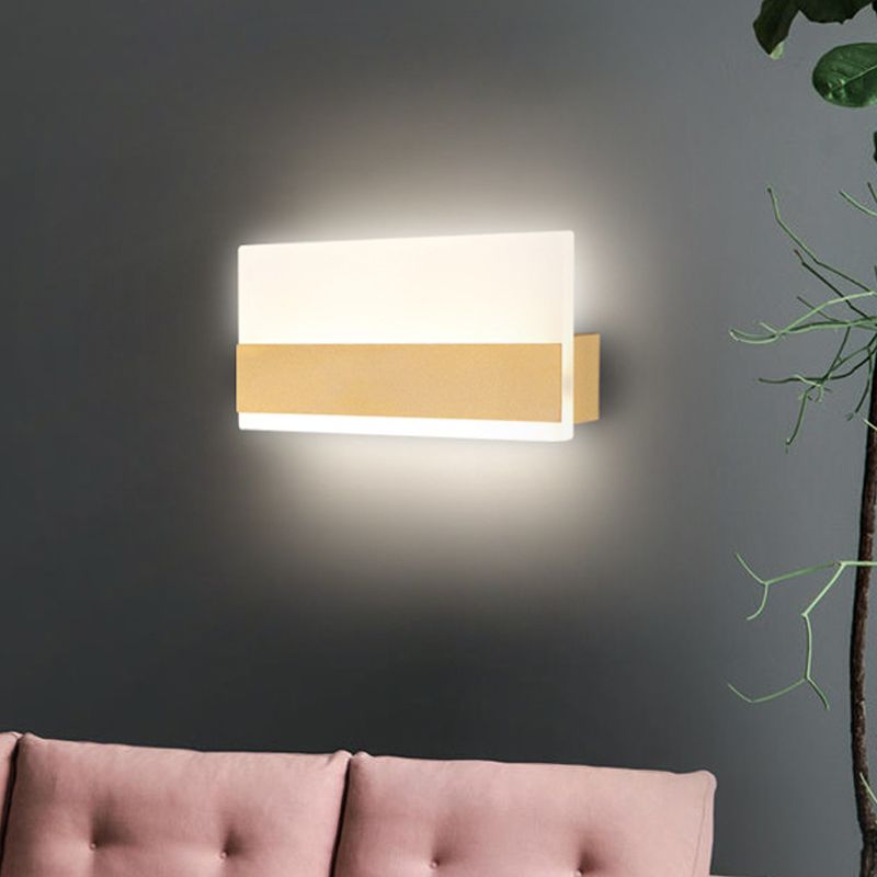 Simplicity Cuboid LED Wall Sconce Acrylic Golden Wall Mounted Lamp in White/Warm Light