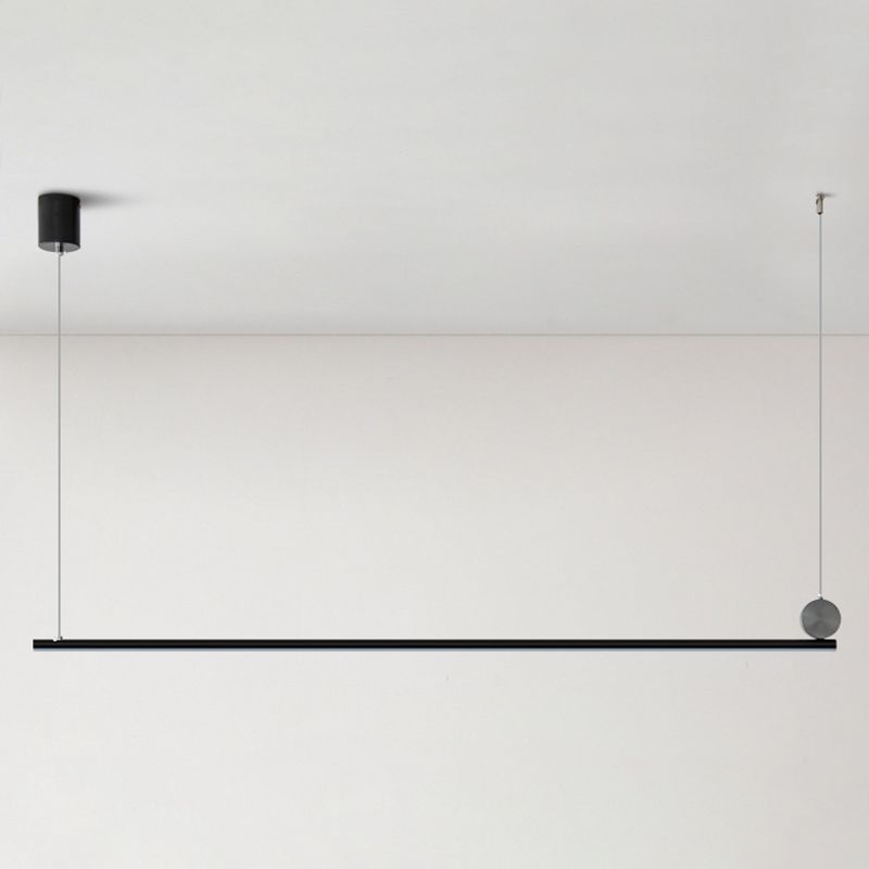 Contemporary Linear Shape Hanging Light Fixture Metal 1 Light Island Pendant Light