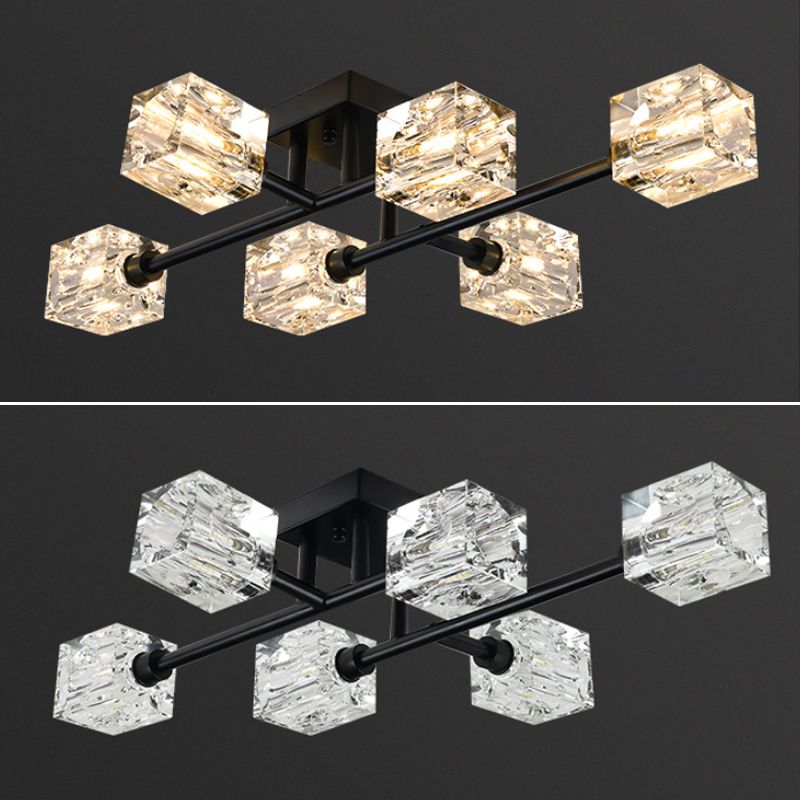 Crystal Sputnik Semi Flush Mount Lighting Simple Style Semi Flush Ceiling Light Fixture
