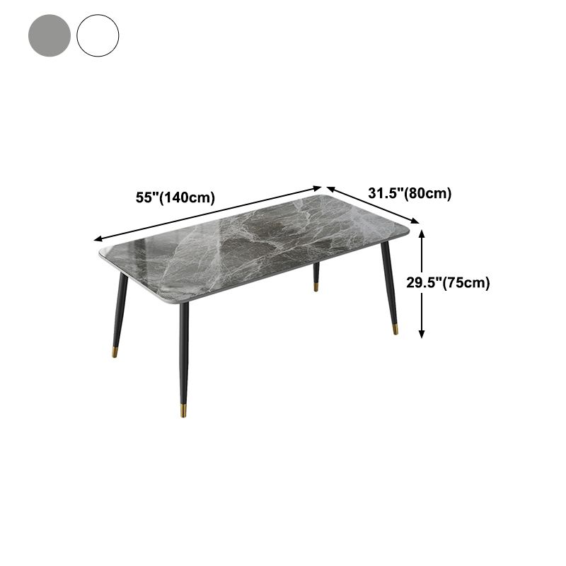 Modern White 72 in Marble Counter Table Rectangle Dining Table for Kitchen