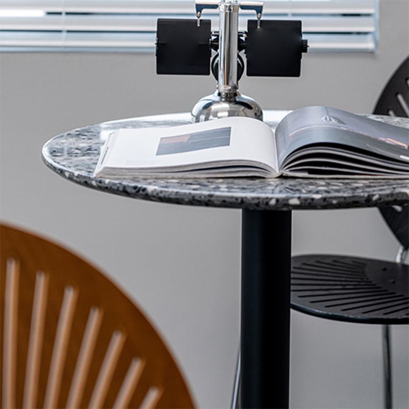 Industrial Bar Dining Table Fixed Bistro Bar Height Cocktail Table with Metal Base