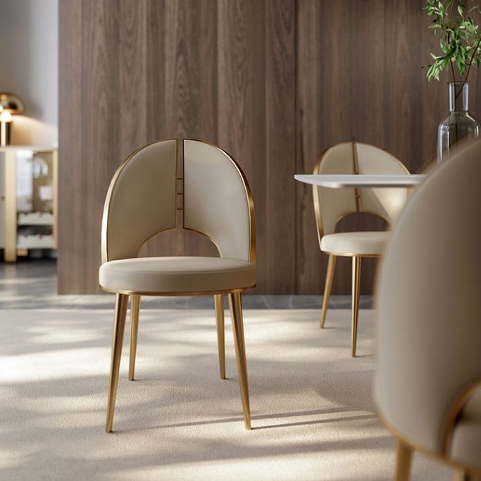 Glam Style Side Chair Leather 4 Legs Dining Chair for Dining Room