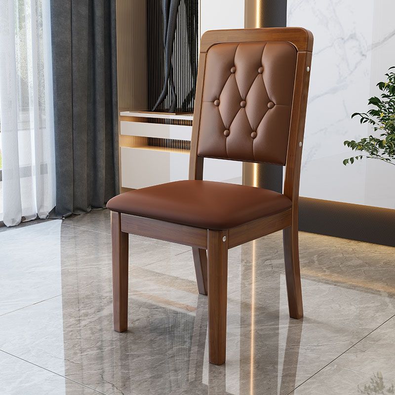 Wood Tufted Dining Chair Modern Style Upholstered Armless Dining Chairs