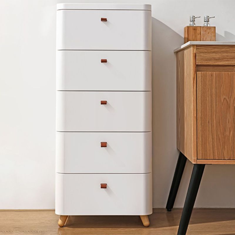 Contemporary Storage Cabinet with Legs White Cabinet with Drawers