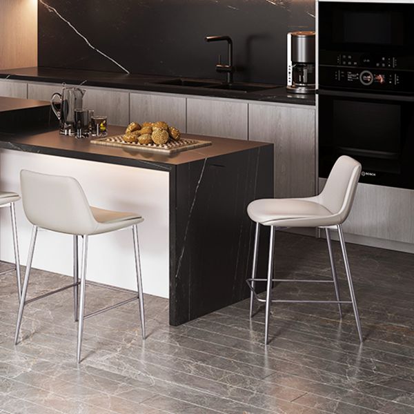 Indoor Faux Leather Bar Chair Contemporary Metal Legs Bar Stools