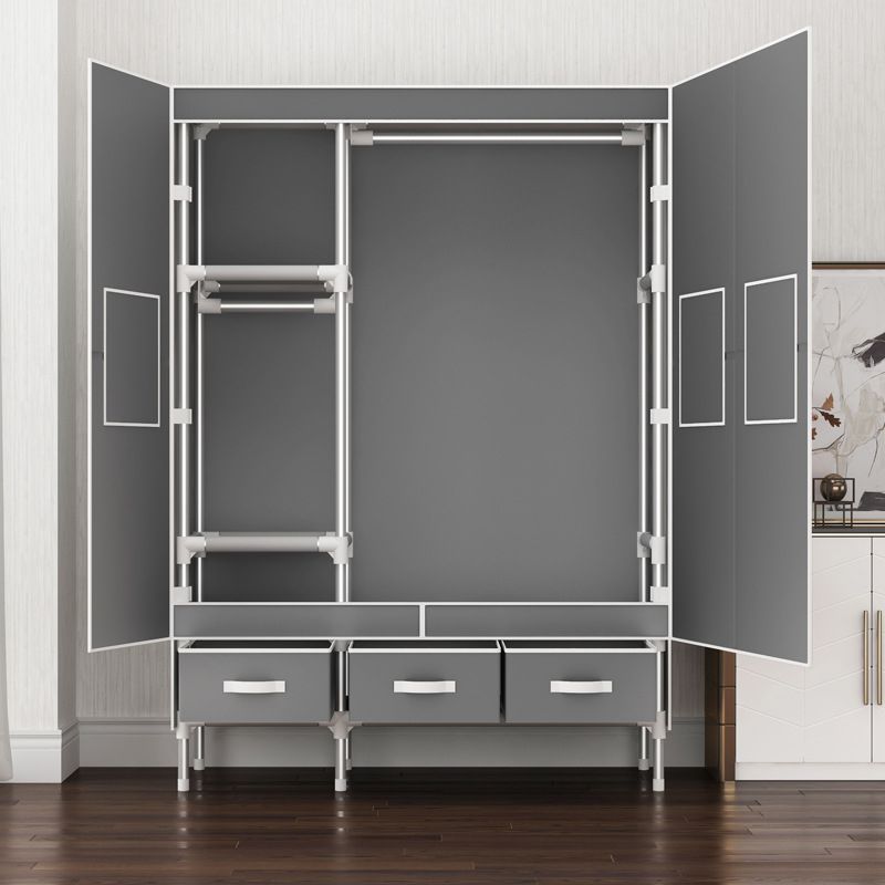 Contemporary Wardrobe Armoire Steel Wardrobe Closet with Legs for Home