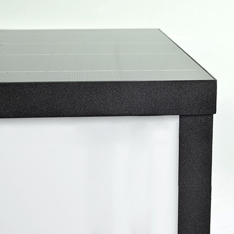 Modern Solar Energy Pillar Lamp Black Square Outdoor Light for Garden