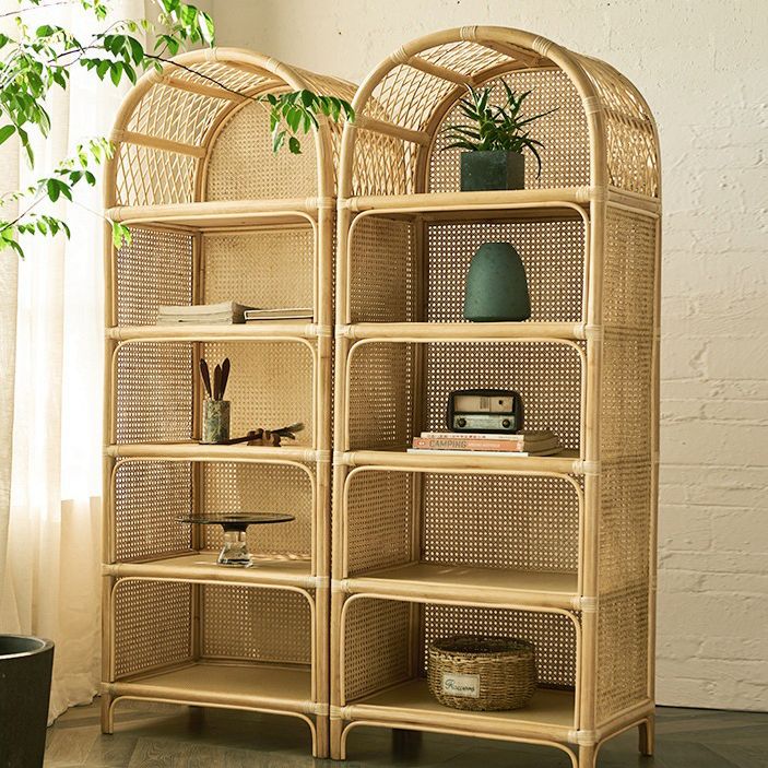 Contemporary Wooden Bookcase Closed Back Standard Bookshelf with Shelves