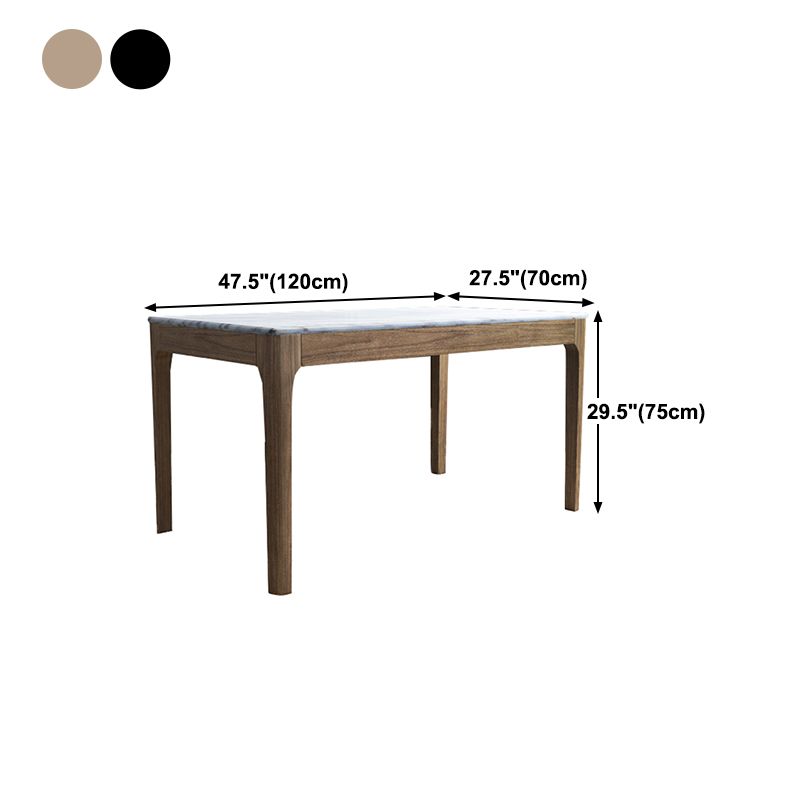 Rectangle Shape Mid-Century Dining Table Fixed Table with Marble
