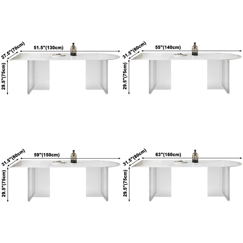 Acrylic Contemporary Free Form Dining Table Sintered Stone Top Table for Dining Room